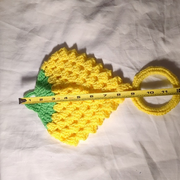 Kitchen Hand Towel Yellow Holder Handmade - Picture 1 of 4